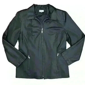GIACCA A GALLERY COMPANY BLACK JACKET Womens Size M Pockets Zip Coat Fitted Fall